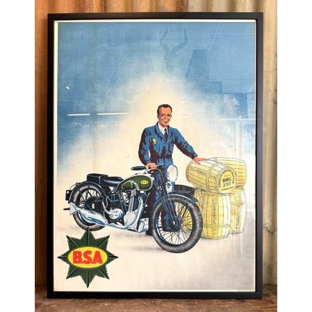 Original Vintage Plakat - B.S.A. Motorcykel &amp; Danish Butter - Original reklameplakat 1936