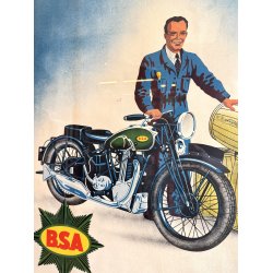 Original Vintage Plakat - B.S.A. Motorcykel &amp; Danish Butter - Original reklameplakat 1936