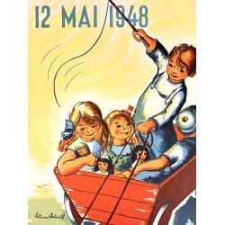 Original Vintage Plakat - B�rnehj�lpsdagen - Ellinor Askvold 1948