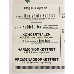 Original Plakat - Tivoli, med dagsprogram onsdag den 4. August 1915