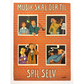 Original Vintage Plakat - Spil Selv - Musik Skal Der Til - Storm P. 1947