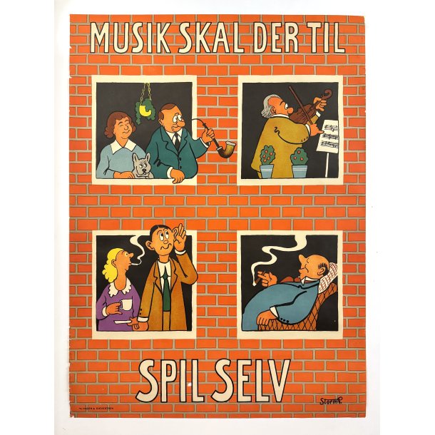 Original Vintage Plakat - Spil Selv - Musik Skal Der Til - Storm P. 1947