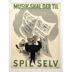 Original Vintage Plakat - Spil Selv - Musik Skal Der Til - Frank J�rgensen 1944