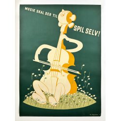 Original Vintage Plakat - Spil Selv - Musik Skal Der Til - Bo Bojesen 1952
