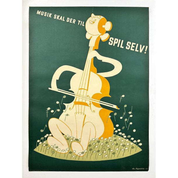 Original Vintage Plakat - Spil Selv - Musik Skal Der Til - Bo Bojesen 1952
