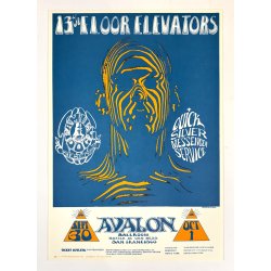 Original Vintage Koncertplakat - 13th Floor Elevators / Quicksilver Messenger Service - Avalon Ballroom - ca. 1966