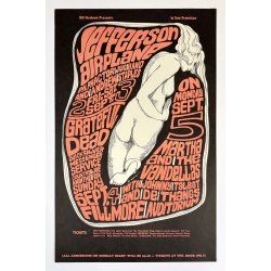 Original Vintage Koncertplakat - Jefferson Airplane - Grateful Dead - Fillmore Auditorium 1966