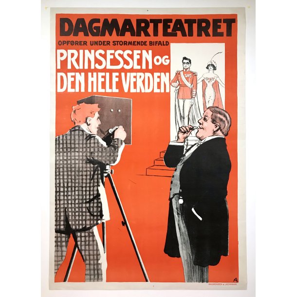 Original Vintage Plakat - Prinsessen Og Den Hele Verden - Dagmarteatret 1915