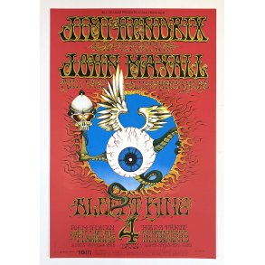 Retro Vintage Plakat - Jimi Hendrix Experience & John Mayall - Rick Griffin - Avalon Ballroom 1968 - Reproduktion 2020