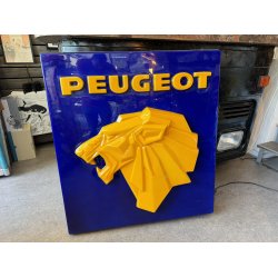 Stort Originalt Peugeot Lysskilt Fra 1970'erne