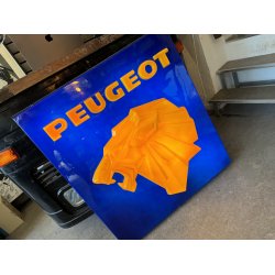 Stort Originalt Peugeot Lysskilt Fra 1970'erne