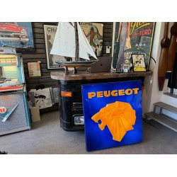 Stort Originalt Peugeot Lysskilt Fra 1970'erne