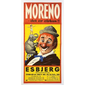 Original Vintage Plakat - Moreno - Det Er Cirkus!! - Esbjerg 1966