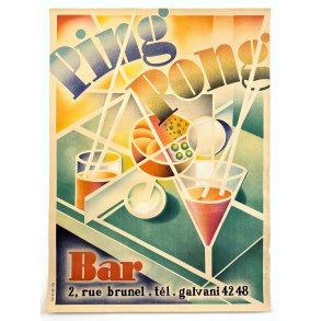 Original Vintage Plakat - Ping Pong Bar, Paris - Ca. 1960