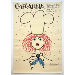 Original vintage plakat - Caf� Anna, Aarhus - Bo Bendixen 1981