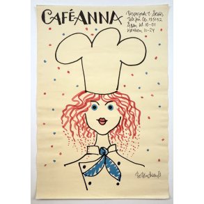Original vintage plakat - Caf� Anna, Aarhus - Bo Bendixen 1981