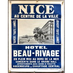 Original Vintage Plakat - Nice Hotel Beau-Rivage - Ca. 1910