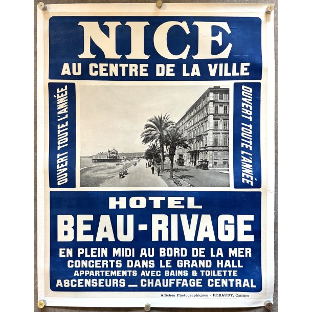 Original Vintage Plakat - Nice Hotel Beau-Rivage - Ca. 1910