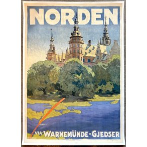 Original Vintage Plakat - Norden Via Warnem�nde-Gjedser - Aage Lund Ca. 1920'erne