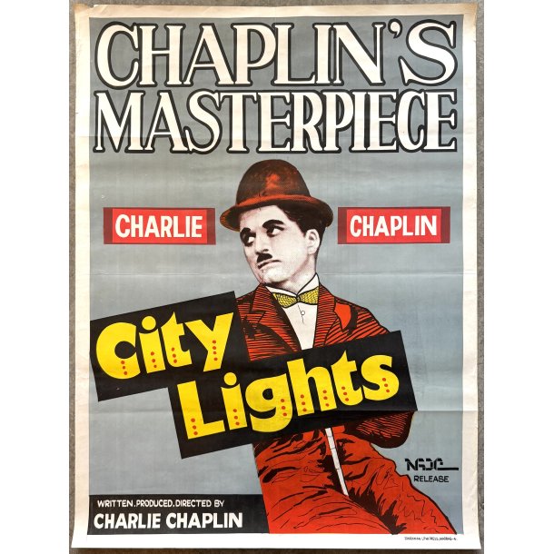 Original Indisk Filmplakat - Chaplin - City Lights