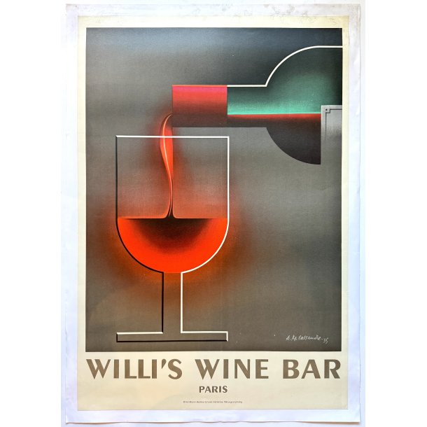 Original Vintage Plakat - Willi�s Wine Bar Paris - A. M. Cassandre - First Edition 1984