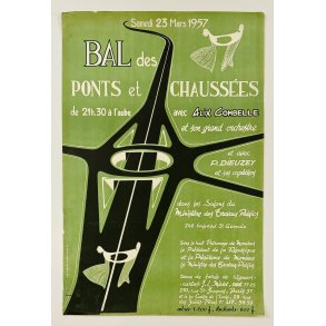 Original Plakat - Bal Des Points Et Chausses 1957