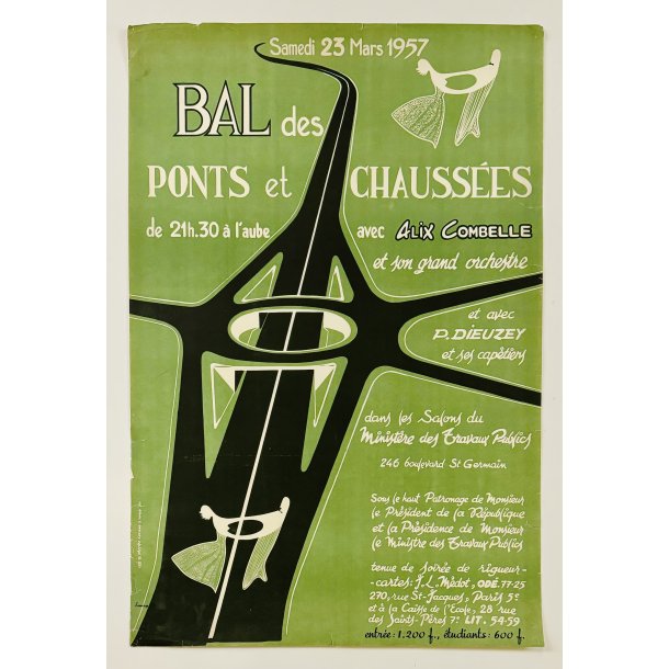 Original Plakat - Bal Des Points Et Chausses 1957