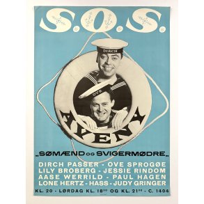 Original Vintage Plakat � S.O.S. � S�m�nd Og Svigerm�dre � Aveny Teatret � 1960