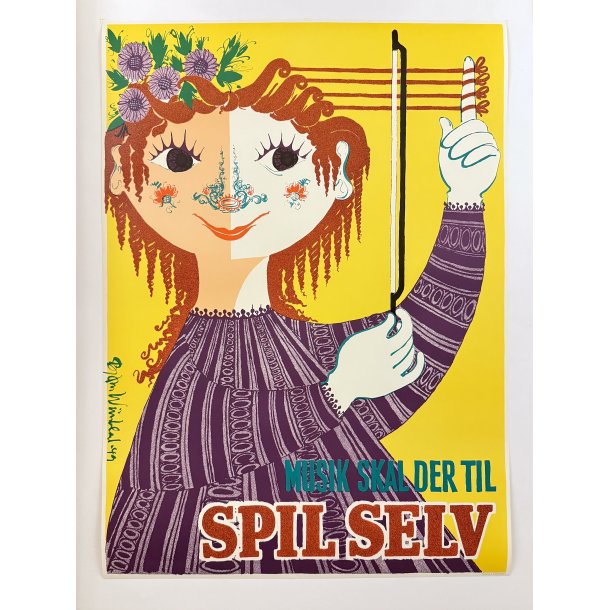 Original Vintage Plakat ��Musik skal der til � Spil Selv�� Bj�rn Wiinblad 1949