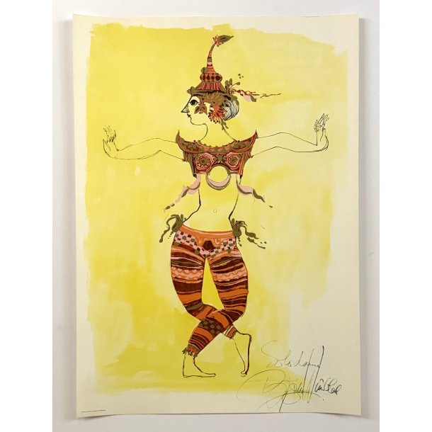 Original Vintage Plakat ��Siamesisk Danser�� Bj�rn Wiinblad � 1968