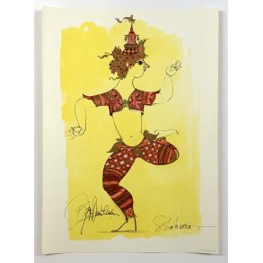 Original Vintage Plakat ��Siamesisk Danser II�� Bj�rn Wiinblad � 1968