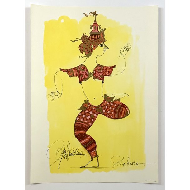 Original Vintage Plakat ��Siamesisk Danser II�� Bj�rn Wiinblad � 1968