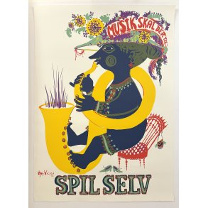 Original Vintage Plakat ��Musik Skal Der Til � Spil Selv�� Bj�rn Wiinblad � 1953