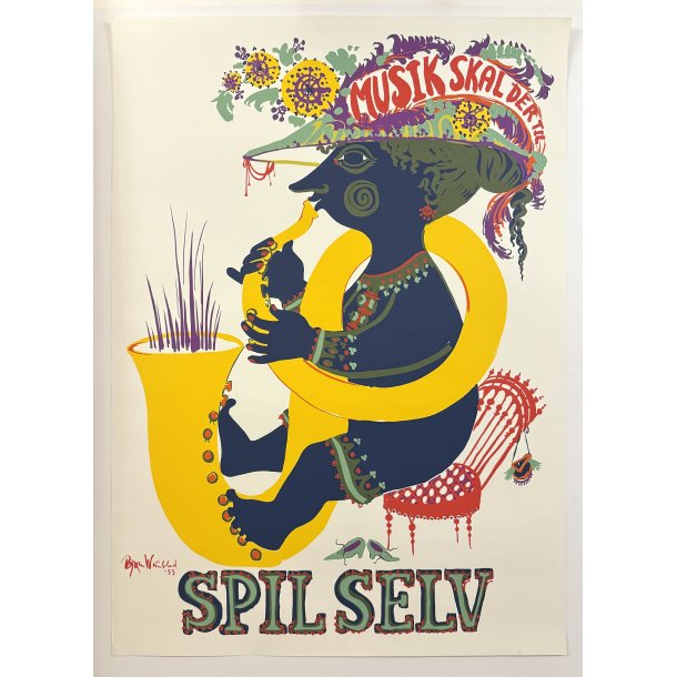 Original Vintage Plakat ��Musik Skal Der Til � Spil Selv�� Bj�rn Wiinblad � 1953