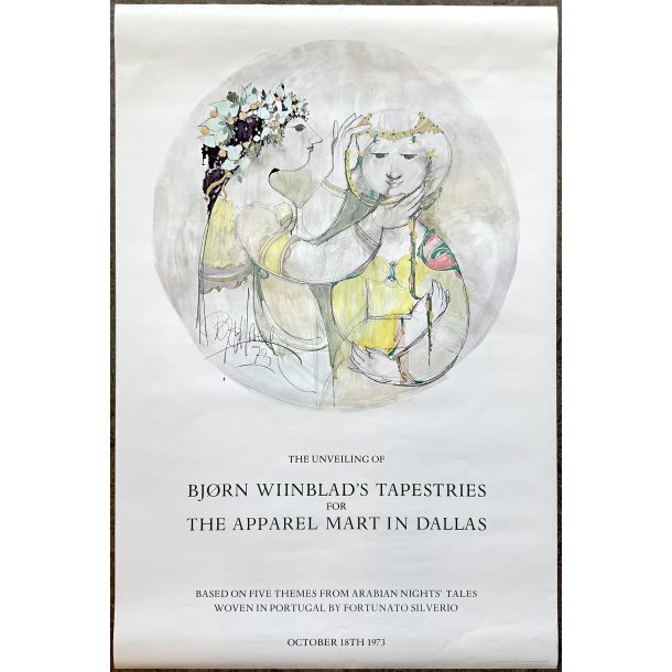 Original Vintage Plakat ��Pr�sentationen Af Bj�rn Wiinblads Gobeliner Til The Apparel Mart, Dallas�� 1973