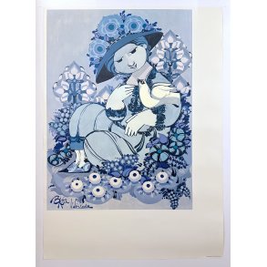 Original Vintage Plakat - Blue Lady - Bj�rn Wiinblad 1980�erne