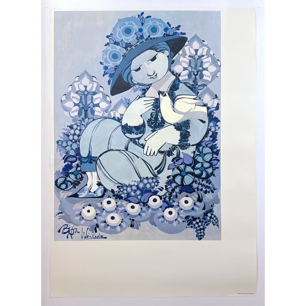 Original Vintage Plakat - Blue Lady - Bj�rn Wiinblad 1980�erne