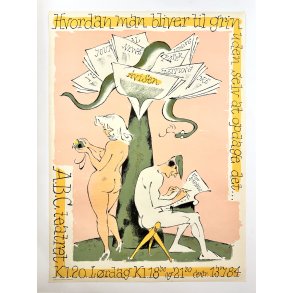 Original Vintage Plakat � Hvordan Man Bliver Til Grin � A.B.C. Teatret � Arne Ungermann � 1964