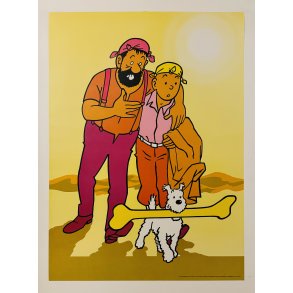 Original Plakat - Tintin, Terry Og Haddock i rkenen 1970