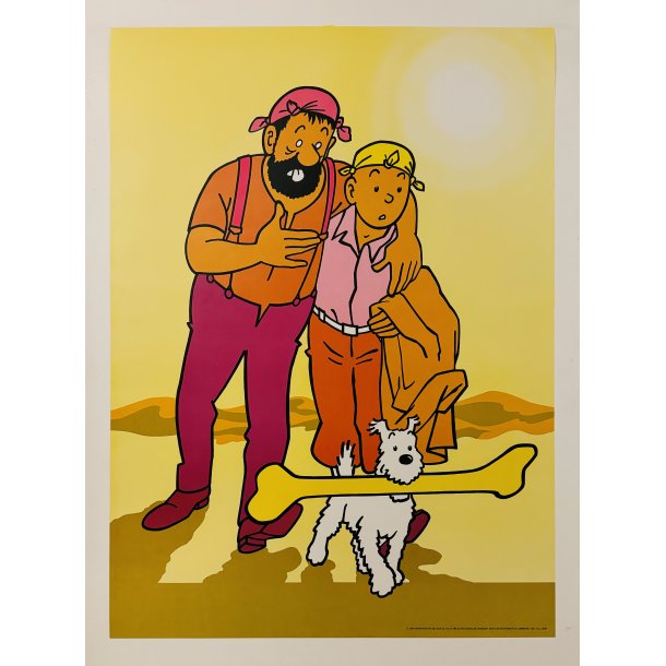 Original Plakat - Tintin, Terry Og Haddock i rkenen 1970