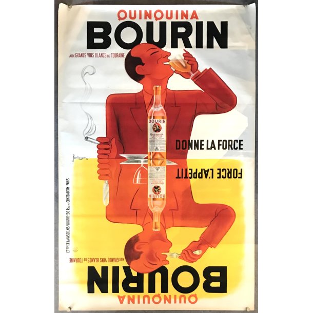 Original Vintage Plakat - Bourin Quinquina - Pierre Bellenger�&�Jacques Bellenger 1936