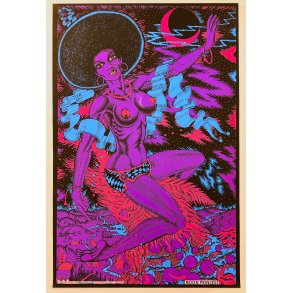 Original Psykedelisk Plakat - Moon Princess 1973 - Black Light