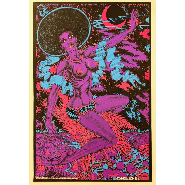 Original Psykedelisk Plakat - Moon Princess - Black Light