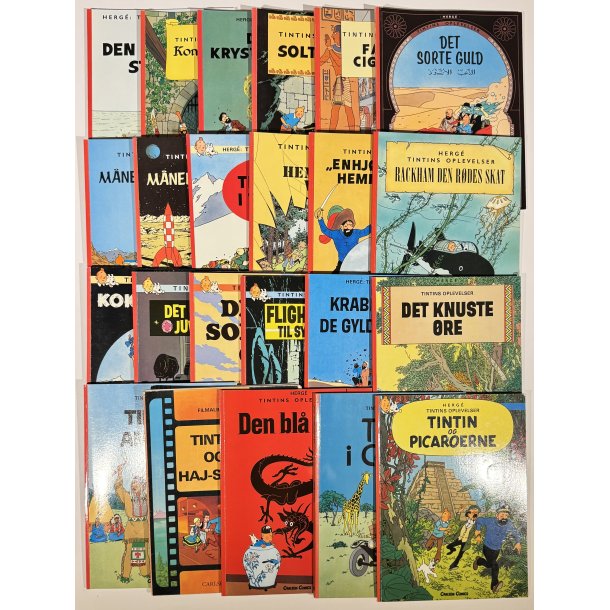 Tintin Album - Komplet Samling 23 Stk, Gammel Overs�ttelse Af J�rgen Sonnergaard