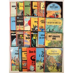 Tintin Album - Komplet Samling 23 Stk, Gammel Overs�ttelse Af J�rgen Sonnergaard