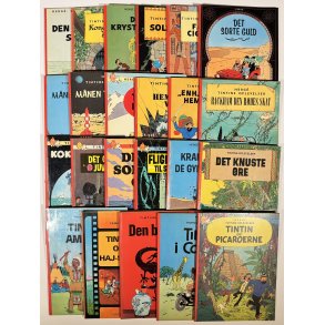 Tintin Album - Komplet Samling 23 Stk, Gammel Overs�ttelse Af J�rgen Sonnergaard