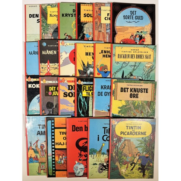 Tintin Album - Komplet Samling 23 Stk, Gammel Overs�ttelse Af J�rgen Sonnergaard