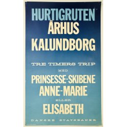 Original Plakat - DSB, Hurtigruten rhus-Kalundborg