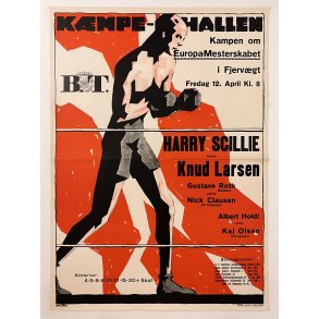 Original Plakat - Kmpehallen, Kampen Om Europamesterskabet - Sven Brasch 1926