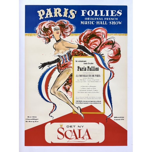 Original Vintage Plakat - Paris Follies - Det Ny Scala - 1956